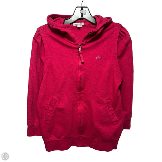 Hooded Athletic Jacket By Lacoste In Pink, Size: 8