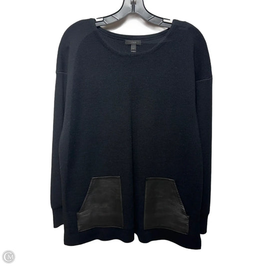 Merino Wool & Leather Pocket Sweater By J. Crew In Black, Size: L