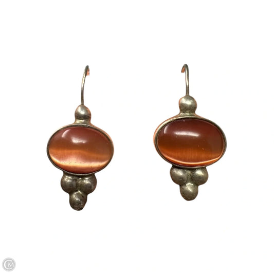 Orange Stone Earrings Sterling Silver