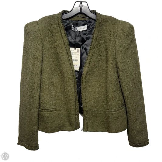Cropped Blazer By Zara In Green, Size: Xl
