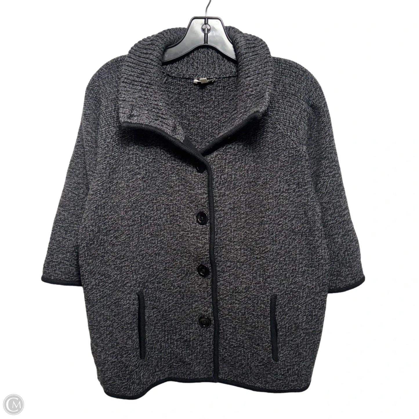 Sweater Cardigan By Talbots In Grey, Size: L