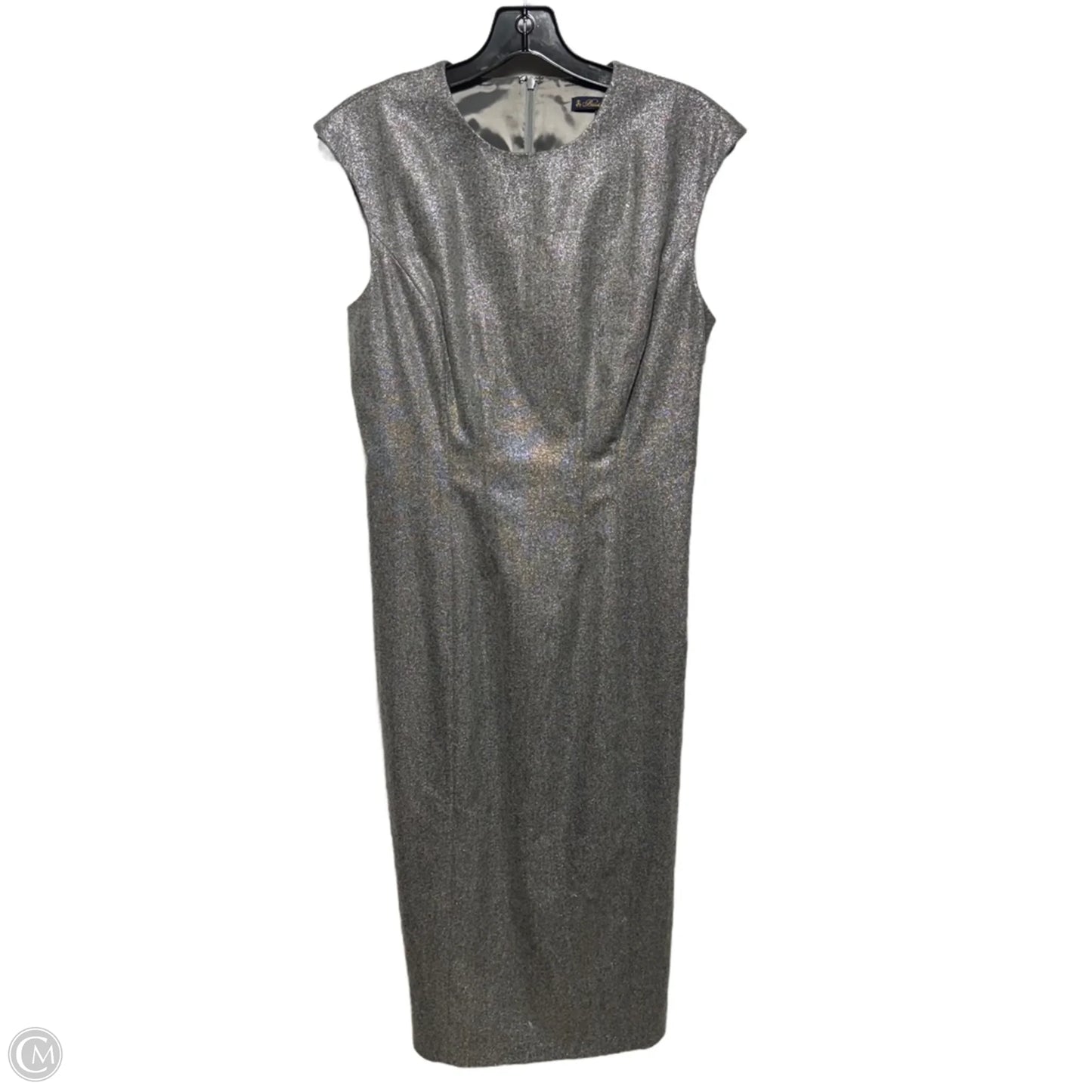 Metallic Wool Blend Dress Party Midi By Brooks Brothers In Silver, Size: 6