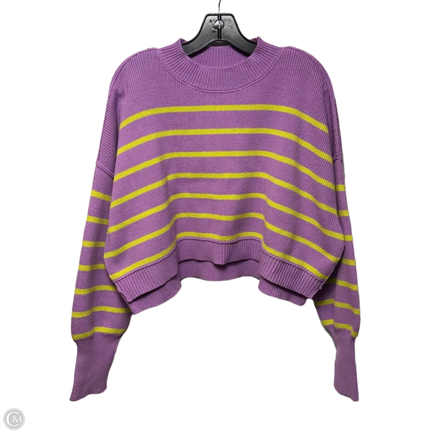 Easy Street Crop Pullover Sweater By Free People In Iris Orchid Combo, Size: XS