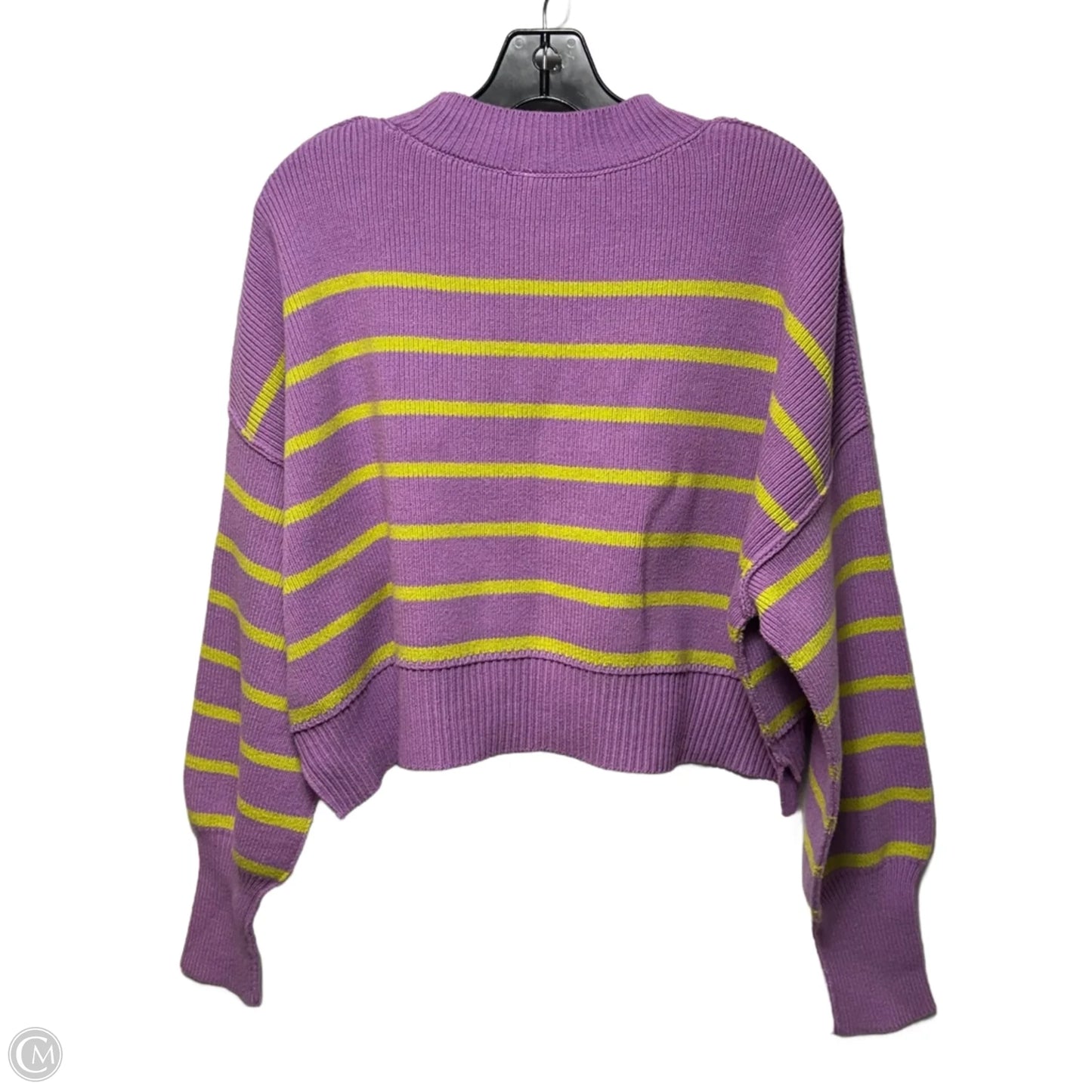 Easy Street Crop Pullover Sweater By Free People In Iris Orchid Combo, Size: XS