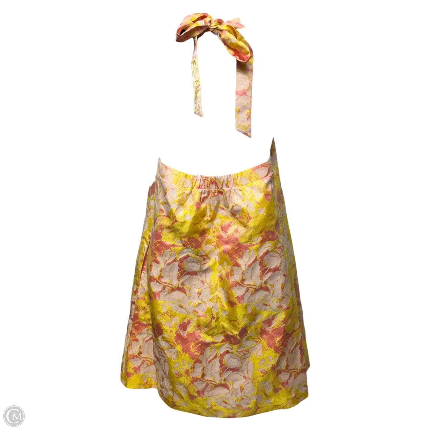 Nola Jacquard Halter Dress Casual Midi By Badgley Mischka In Pink & Yellow, Size: 2