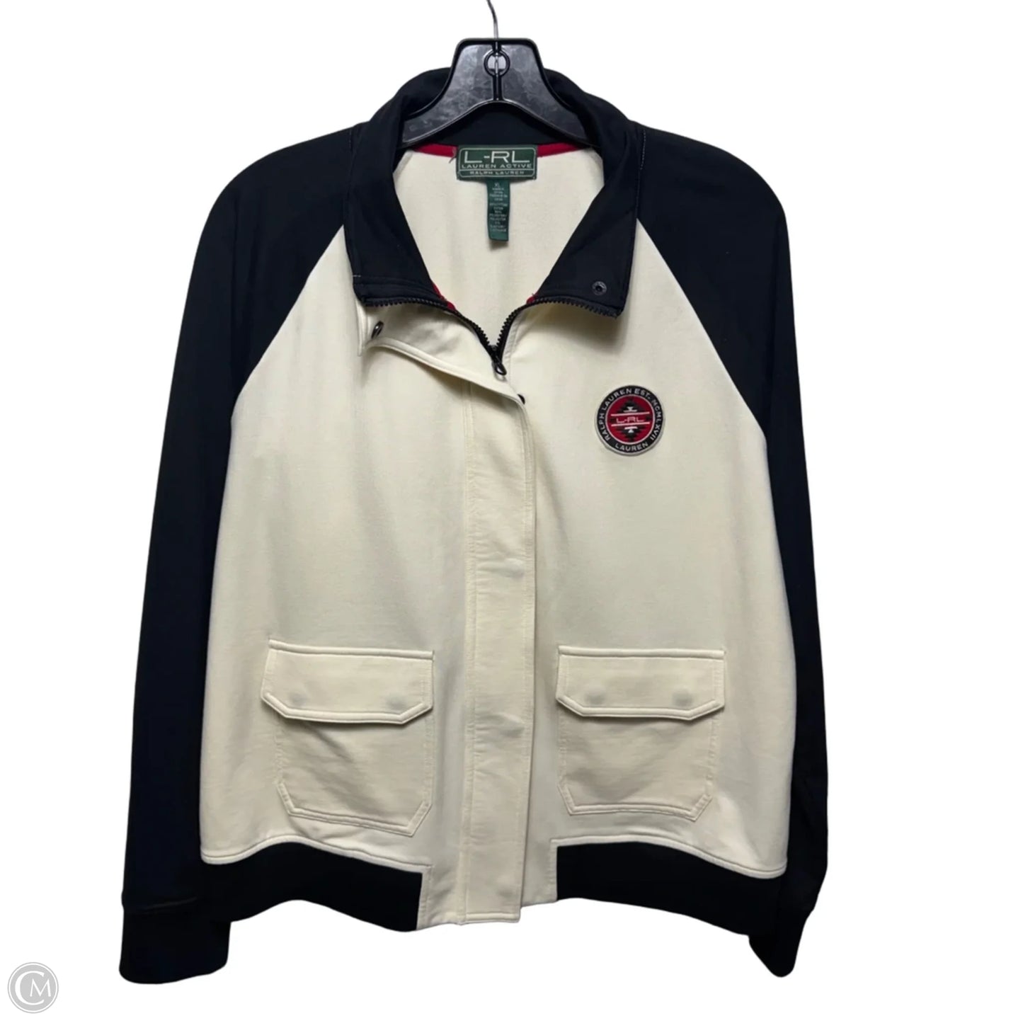 Jacket By Lauren Ralph Lauren Active In Black & Cream, Size: XL