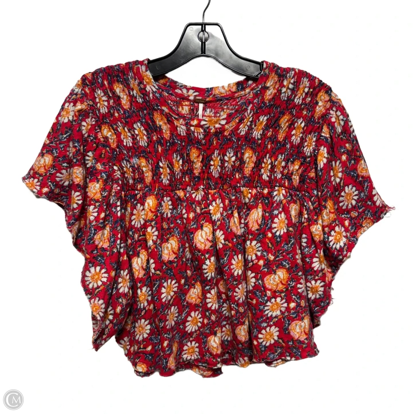 Smocked Ruffle Top Sleeveless By Free People In Floral Print, Size: M