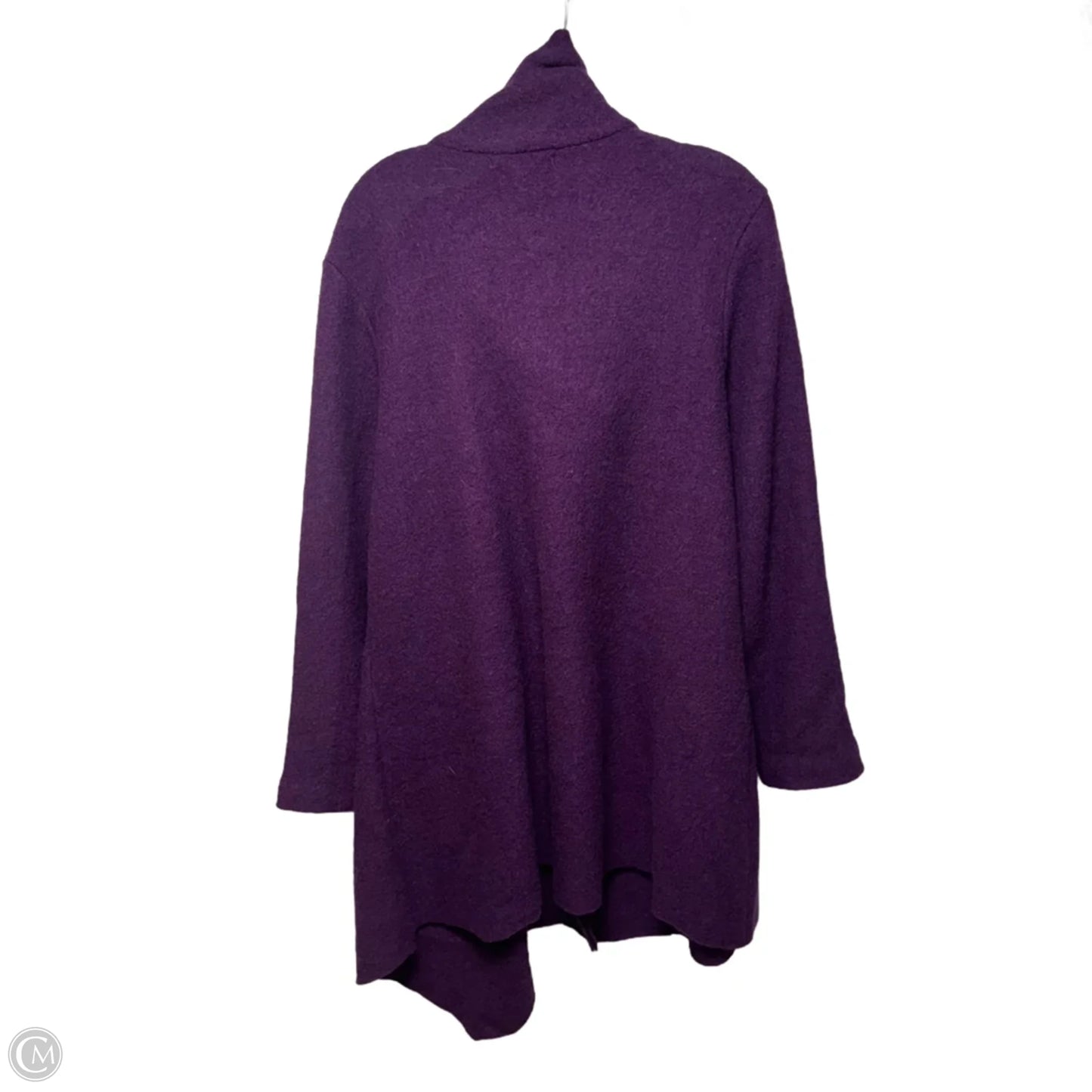 Lightweight Boiled Wool Crossover Coat With Decorative Clip By Northstyle In Purple, Size: L