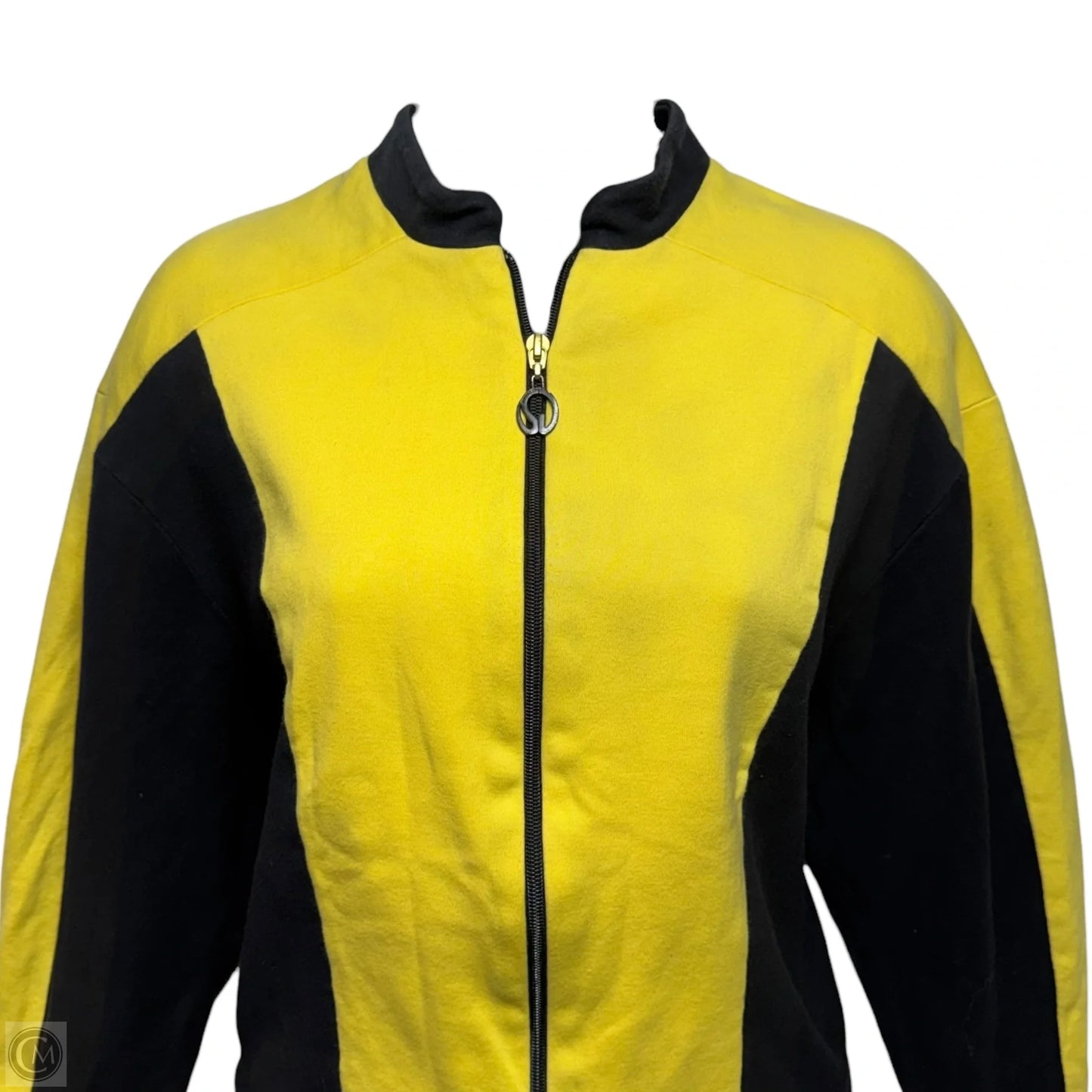Athletic Tracksuit Set 2pc By St John Sport In Black & Yellow, Size: S