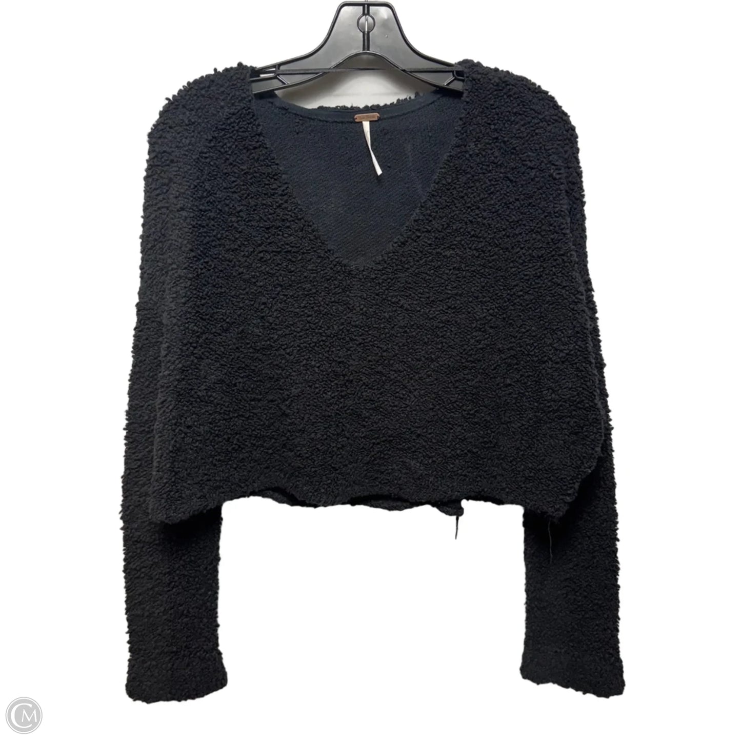 Popcorn Cropped Pullover Sweater By Free People In Black, Size: S