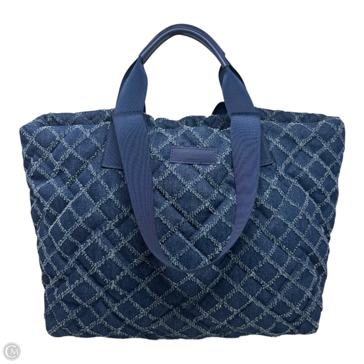 London Quilted Denim Shopper Tote Designer By Kurt Geiger, Size: Large