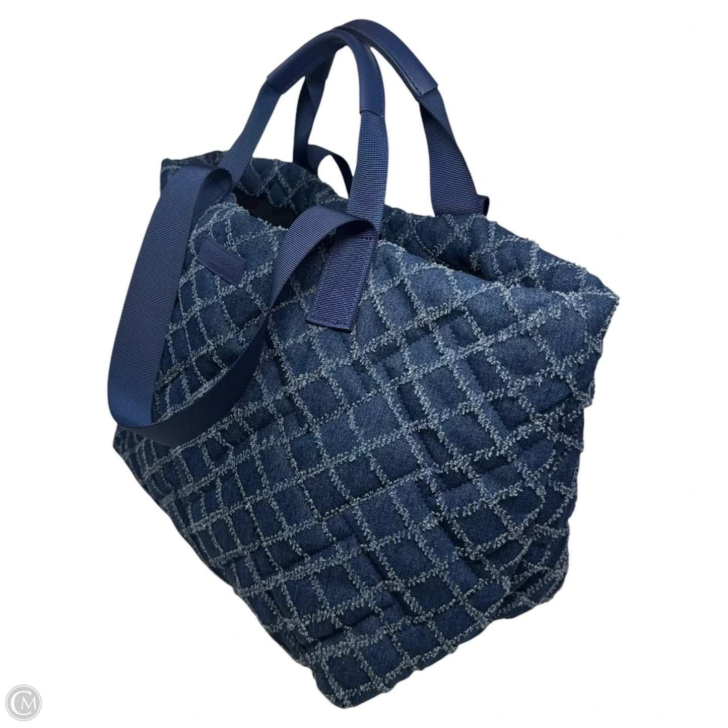 London Quilted Denim Shopper Tote Designer By Kurt Geiger, Size: Large