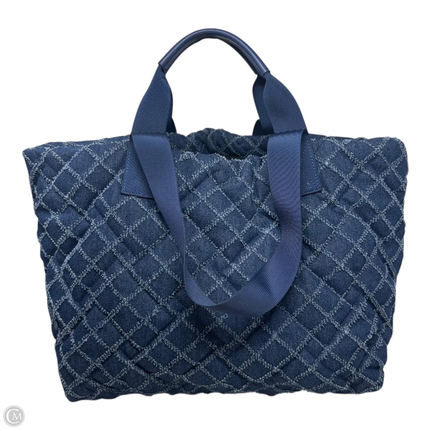 London Quilted Denim Shopper Tote Designer By Kurt Geiger, Size: Large