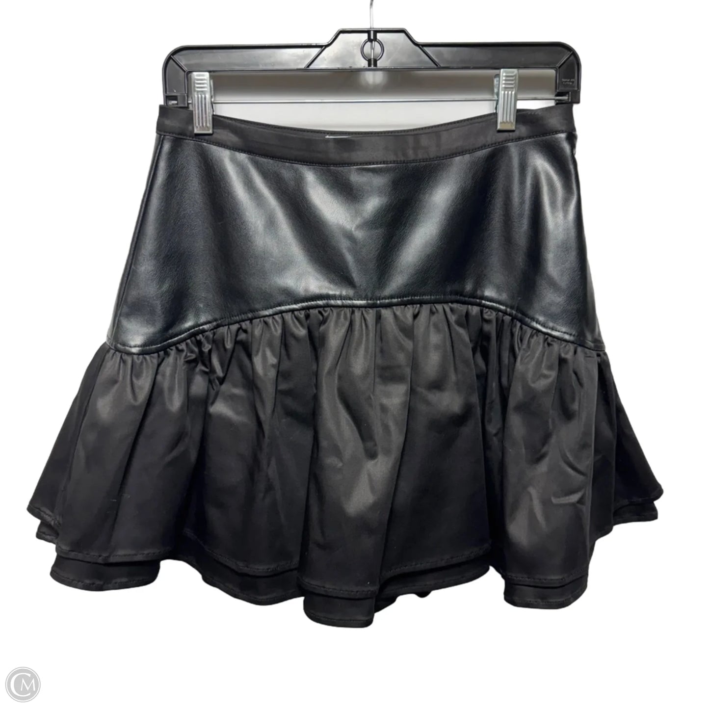 Faux-Leather Ruffled Mini Skirt By Avec Les Filles In Black, Size: 6