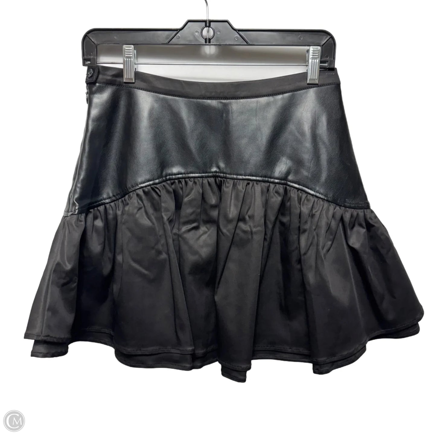 Faux-Leather Ruffled Mini Skirt By Avec Les Filles In Black, Size: 6