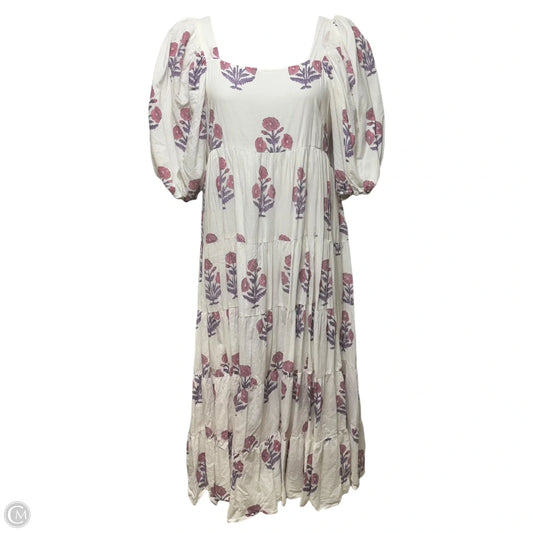 Puff Sleeve Square Neck Tiered Maxi Dress By Victoria Dunn In Floral Print, Size: M
