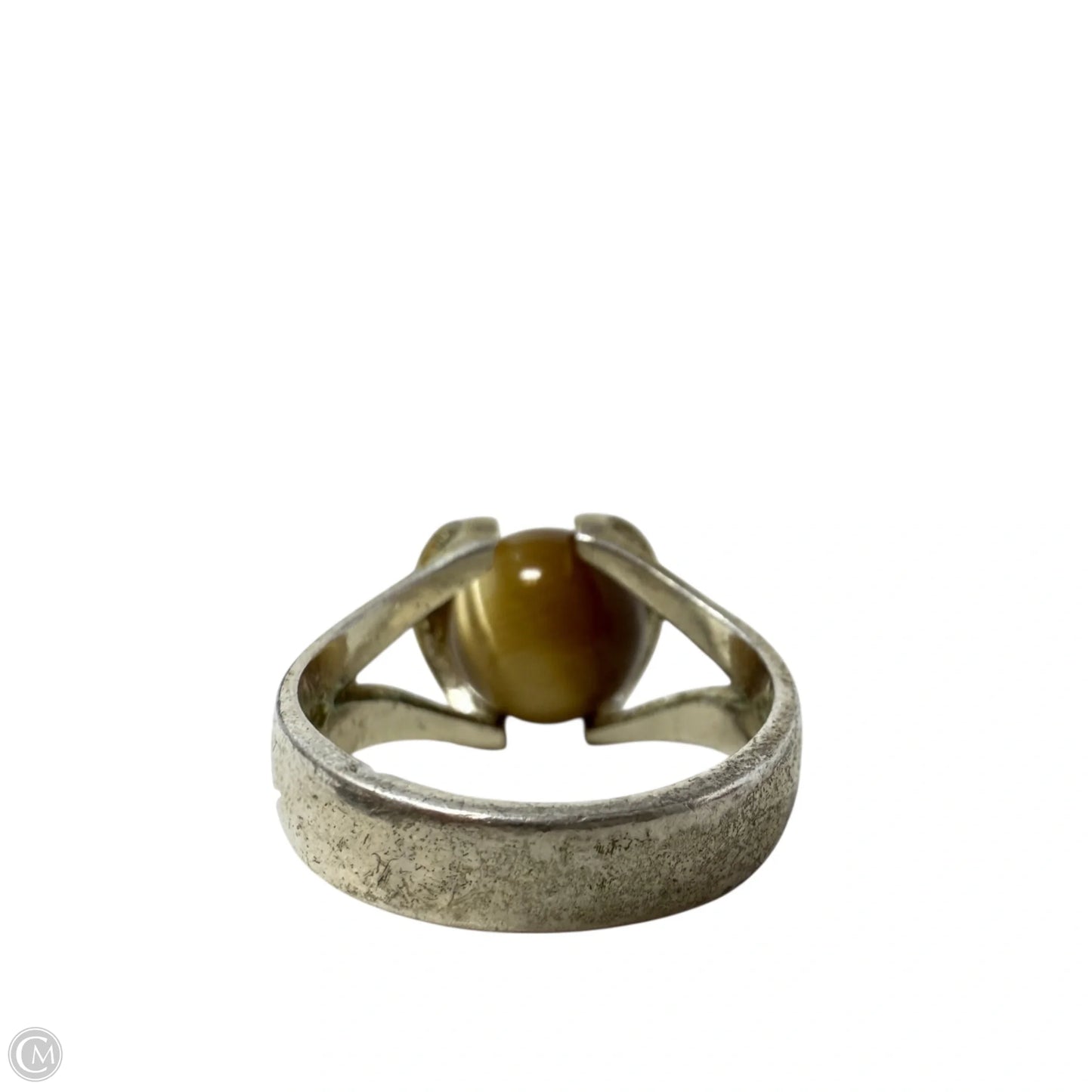 Modernist Sterling Silver & Tiger’s Eye Marble Ring, Size: 7