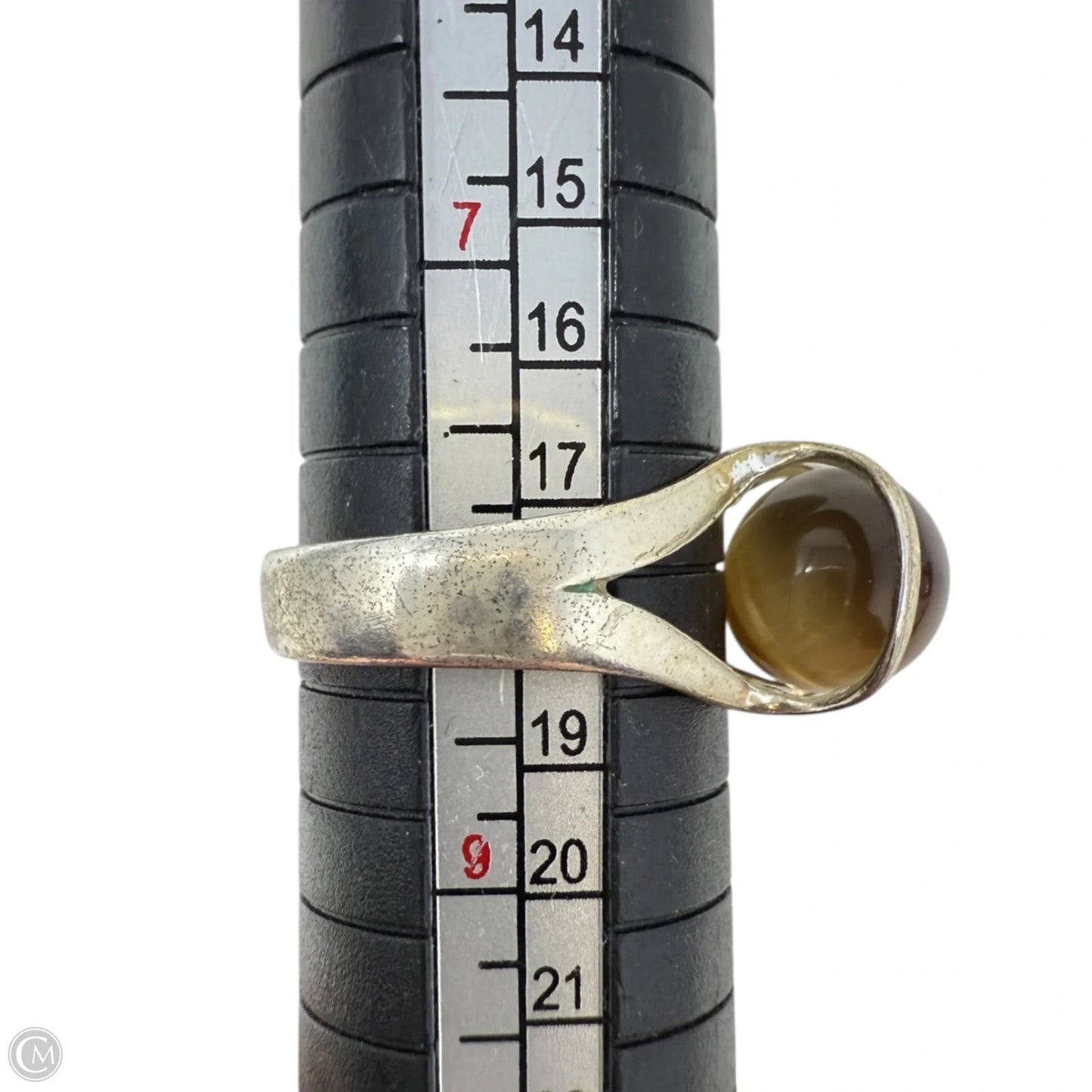 Modernist Sterling Silver & Tiger’s Eye Marble Ring, Size: 7