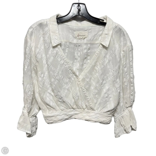 Top 3/4 Sleeve By Anthropologie In White, Size: Xs