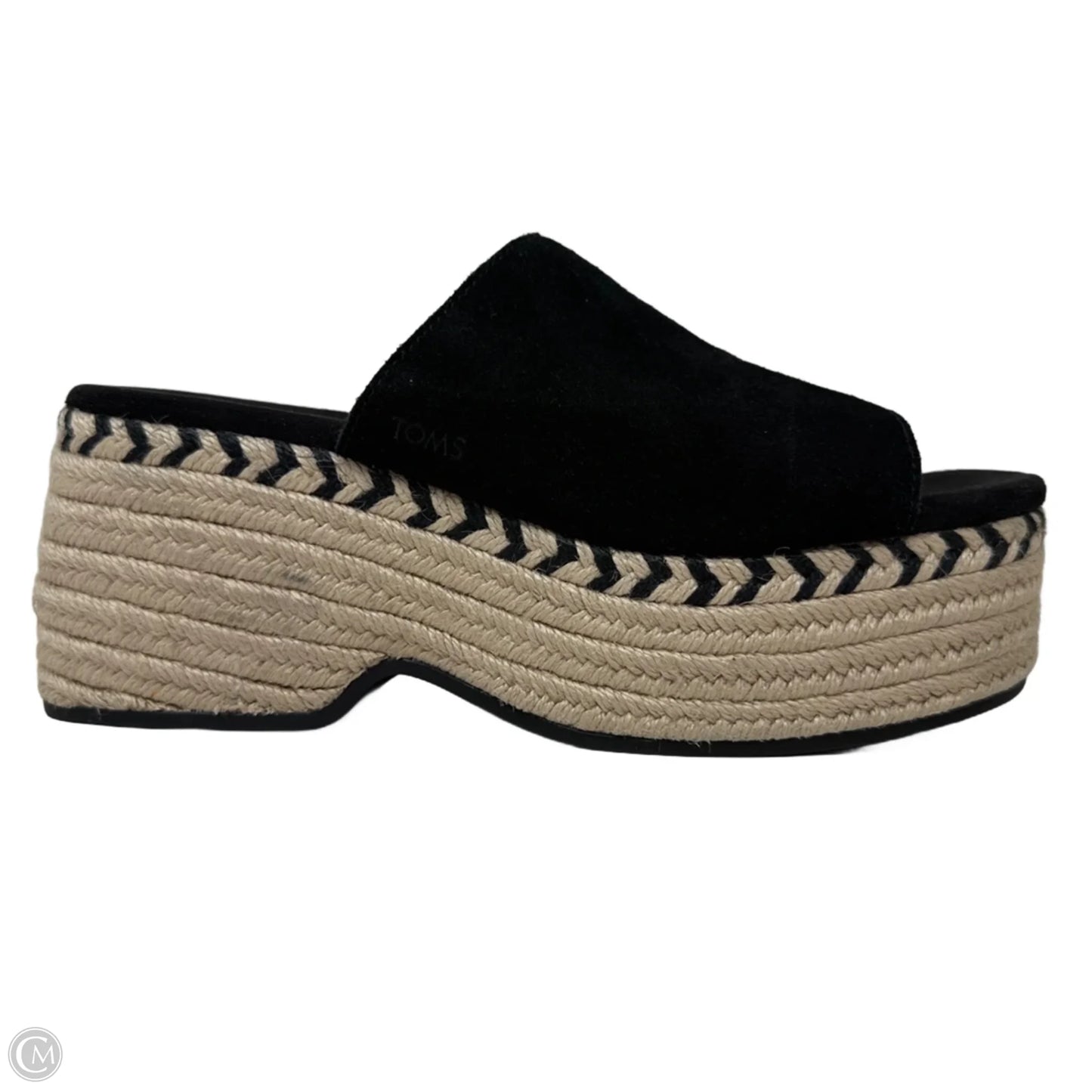 Laila Mule Platform Espadrille Sandals By Toms In Black & Cream, Size: 8.5