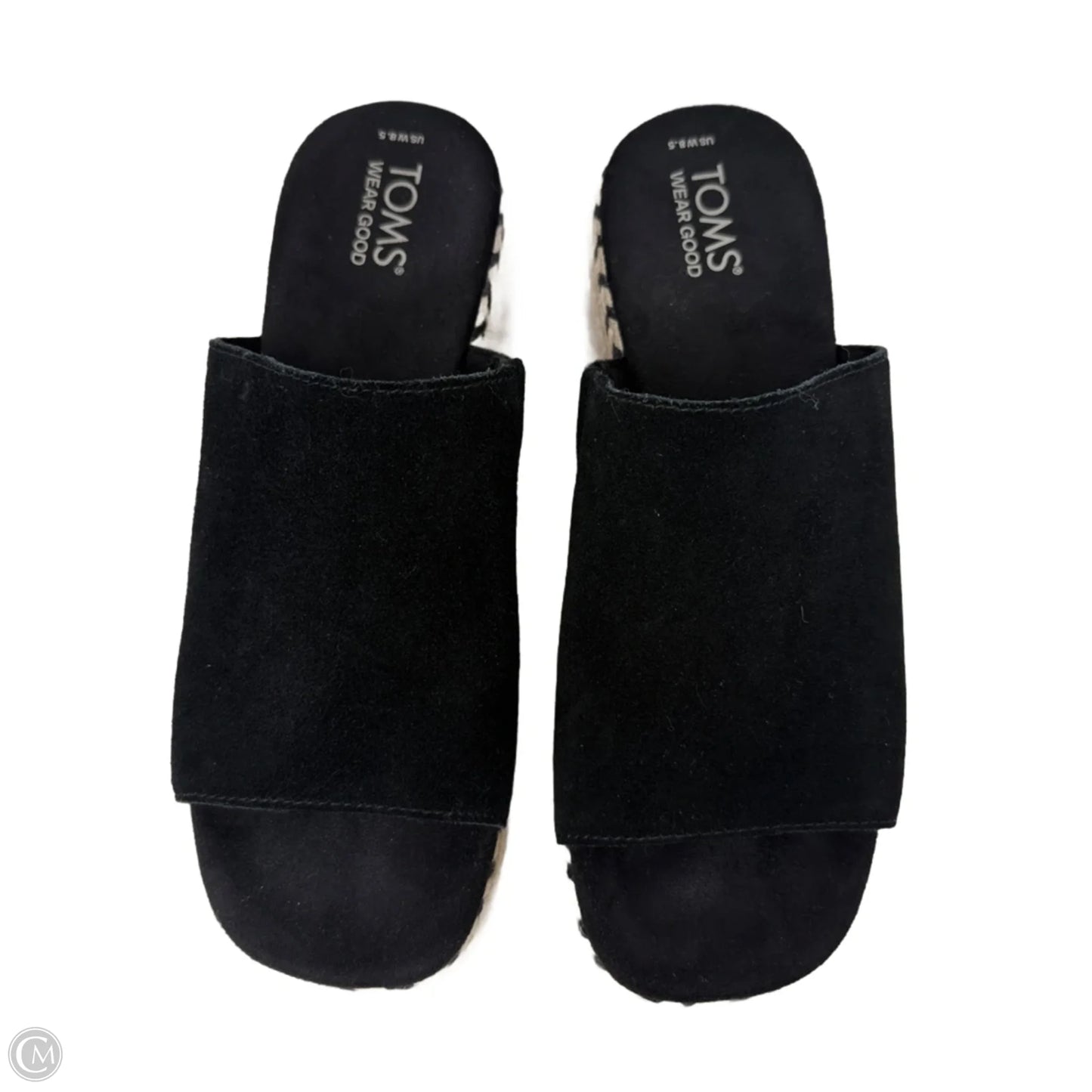 Laila Mule Platform Espadrille Sandals By Toms In Black & Cream, Size: 8.5