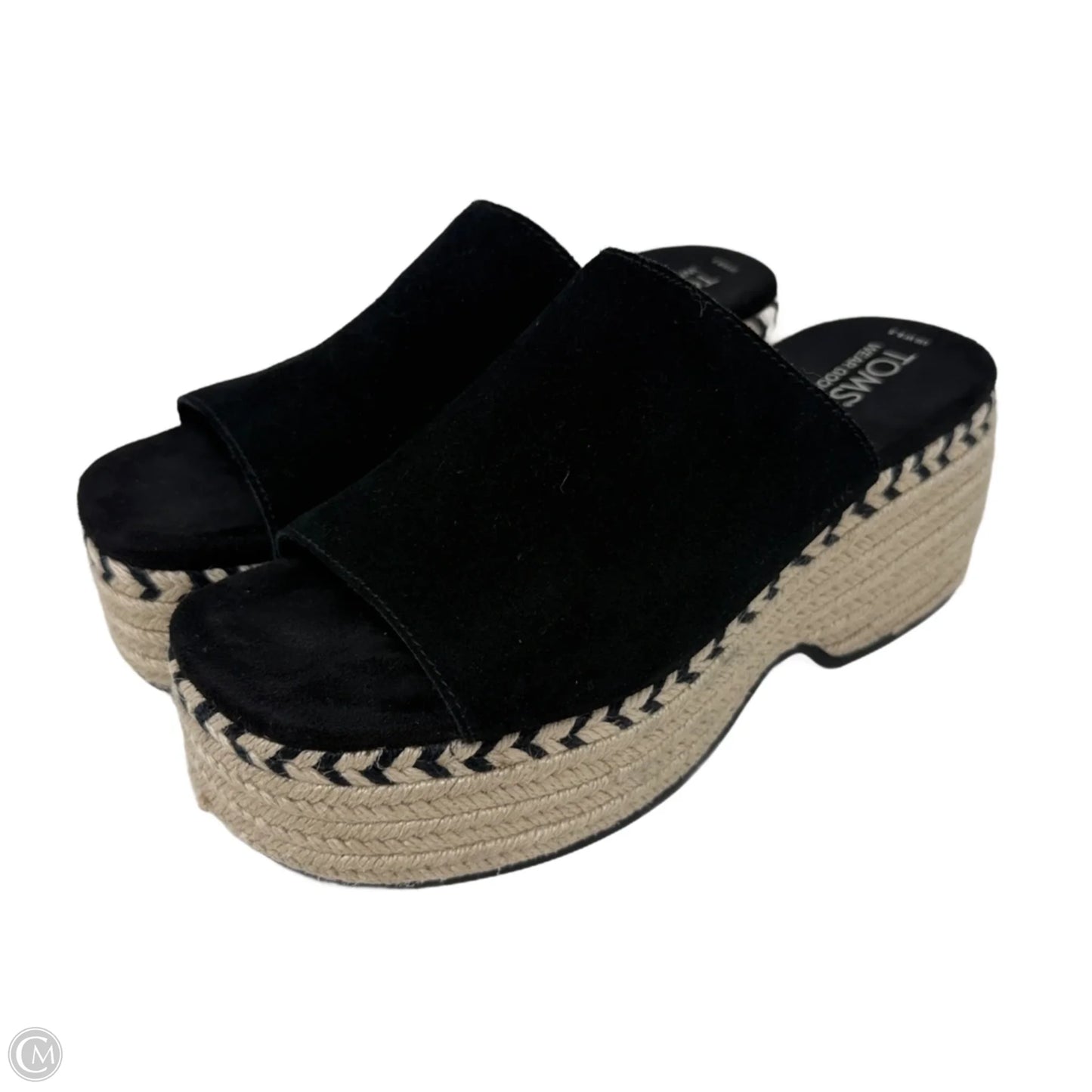 Laila Mule Platform Espadrille Sandals By Toms In Black & Cream, Size: 8.5