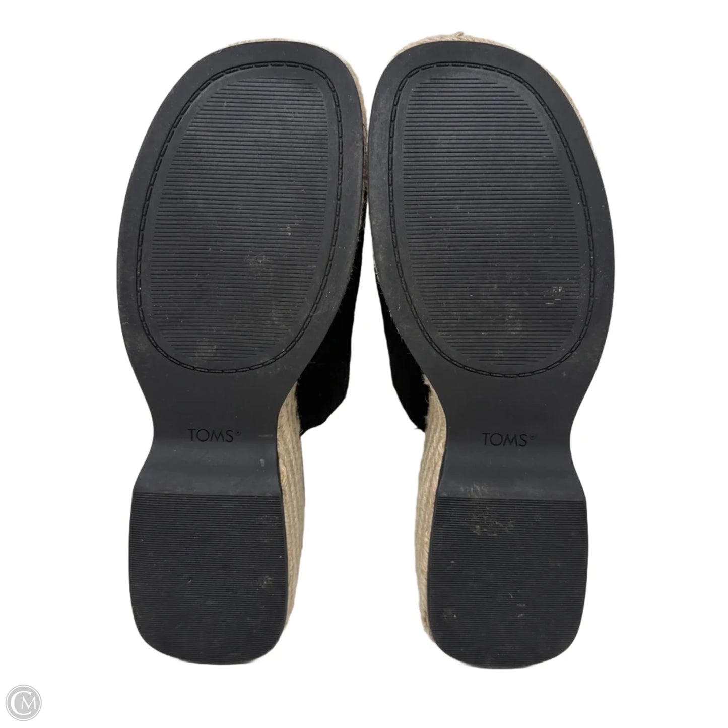 Laila Mule Platform Espadrille Sandals By Toms In Black & Cream, Size: 8.5