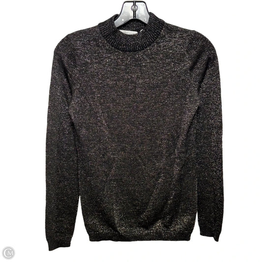 Metallic Knit Top Long Sleeve Designer By Diane Von Furstenberg In Black & Gold, Size: S