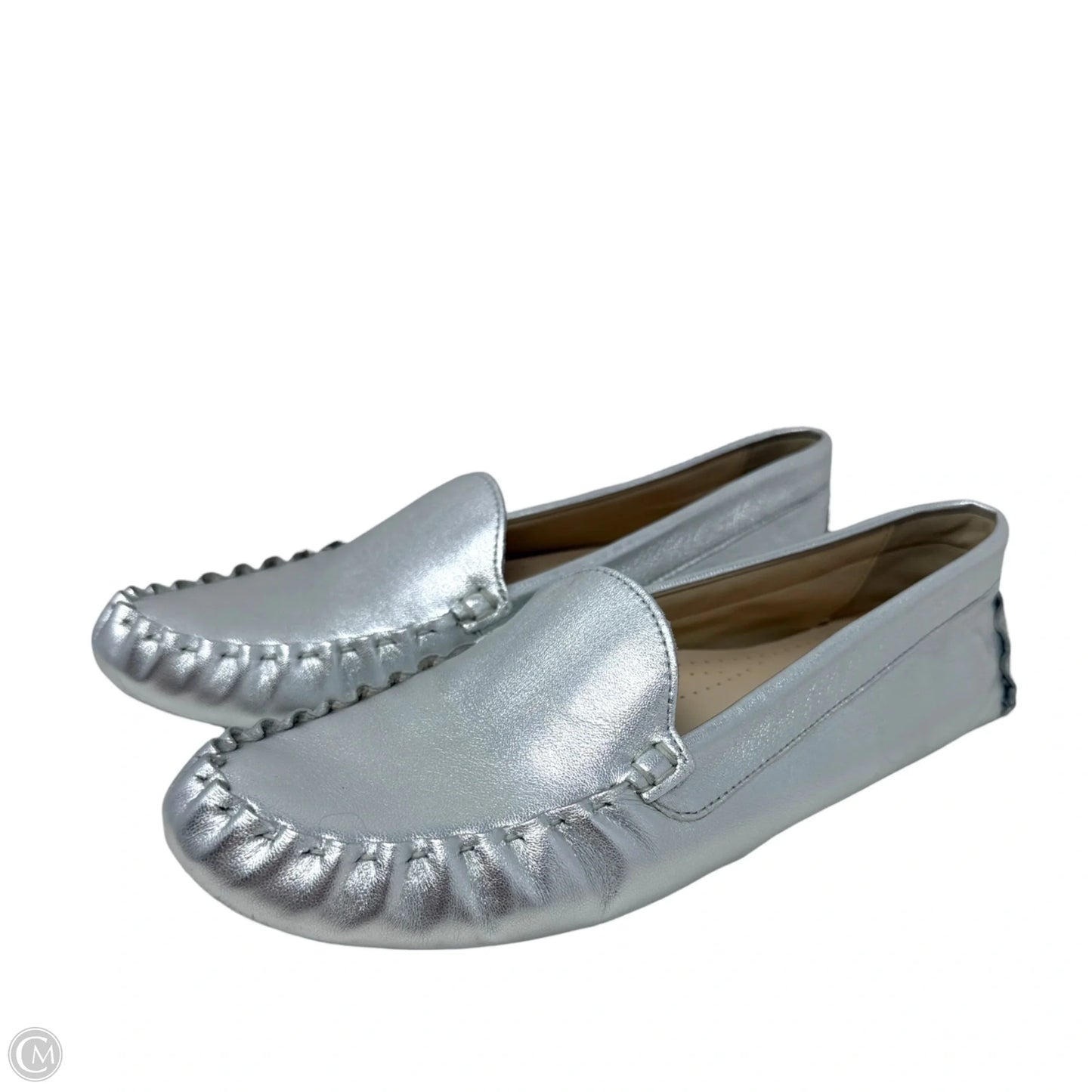 Evelyn Leather Driver Loafers By Cole-haan In Silver, Size: 9