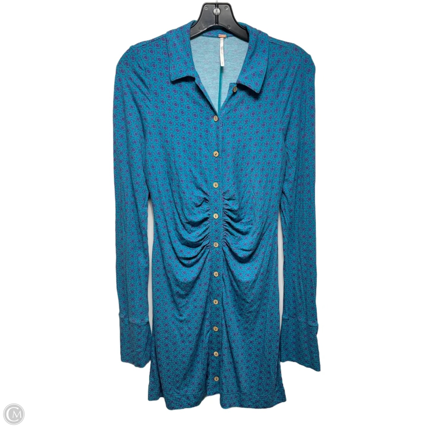 Gathered Dress Casual Midi By Free People In Blue & Purple, Size: M