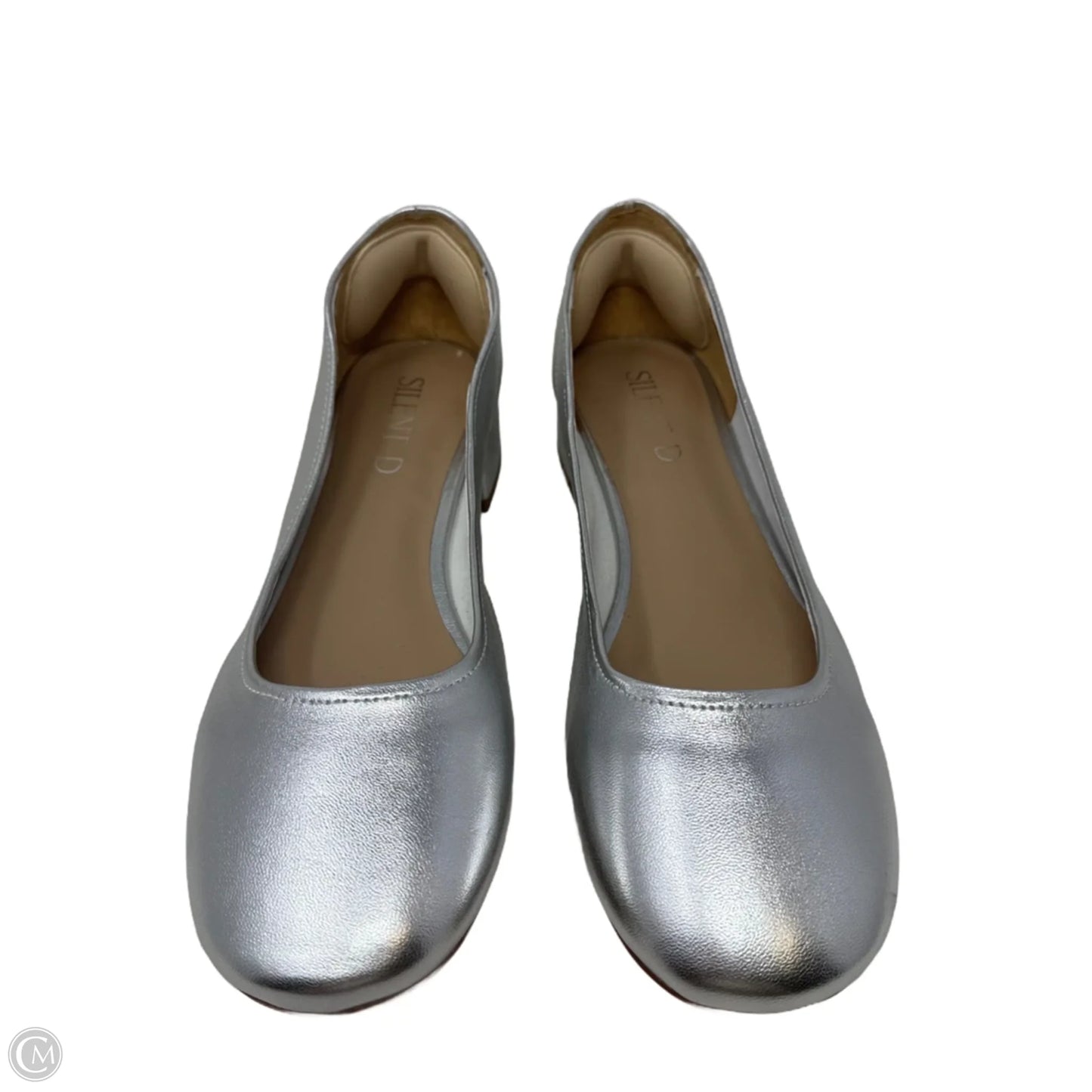 Metallic Block Heel Shoes By Silent D In Silver, Size: 9