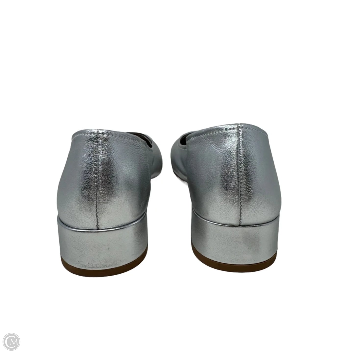 Metallic Block Heel Shoes By Silent D In Silver, Size: 9