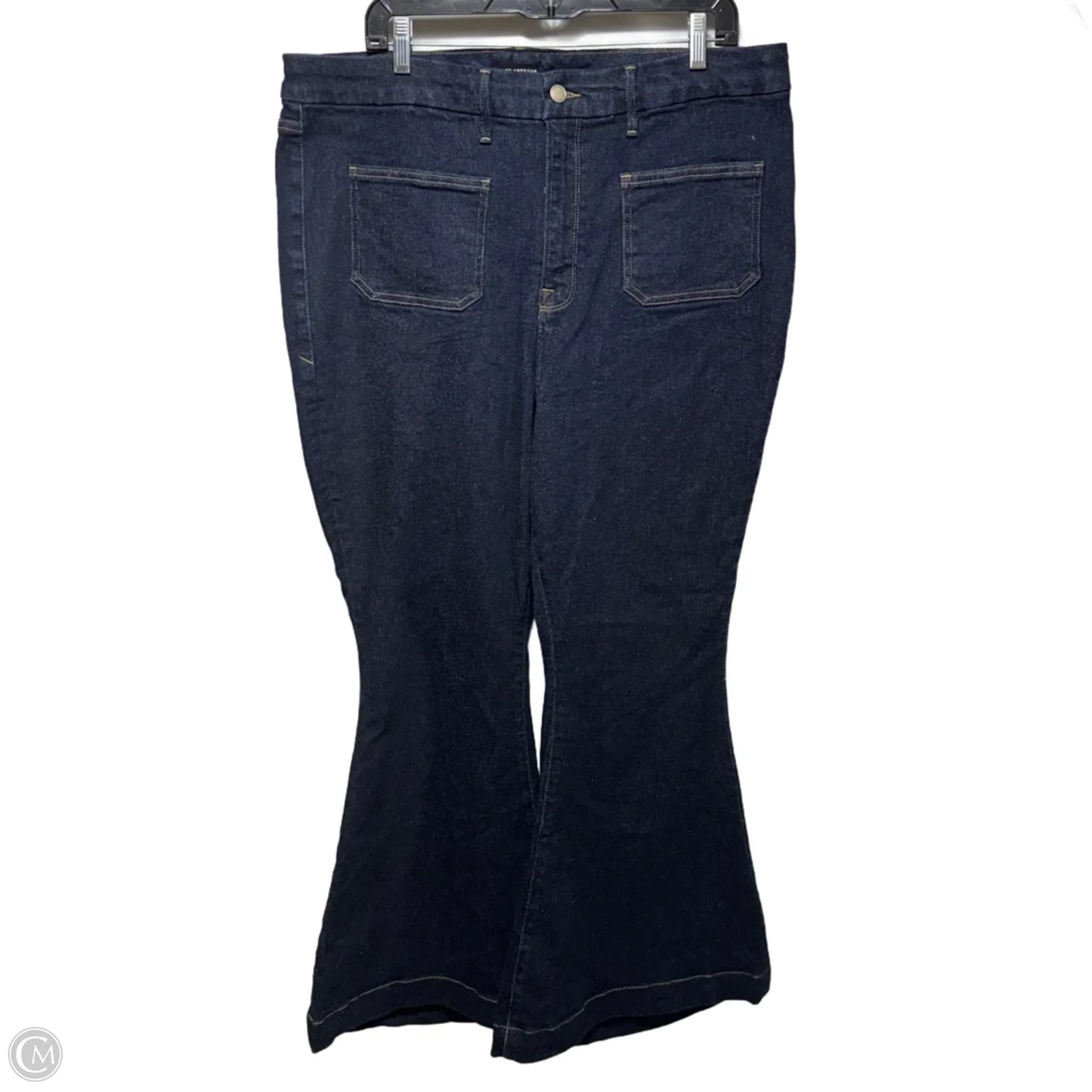 Good Waist Super Flare Jeans By Good American In Blue Red & White, Size: 18