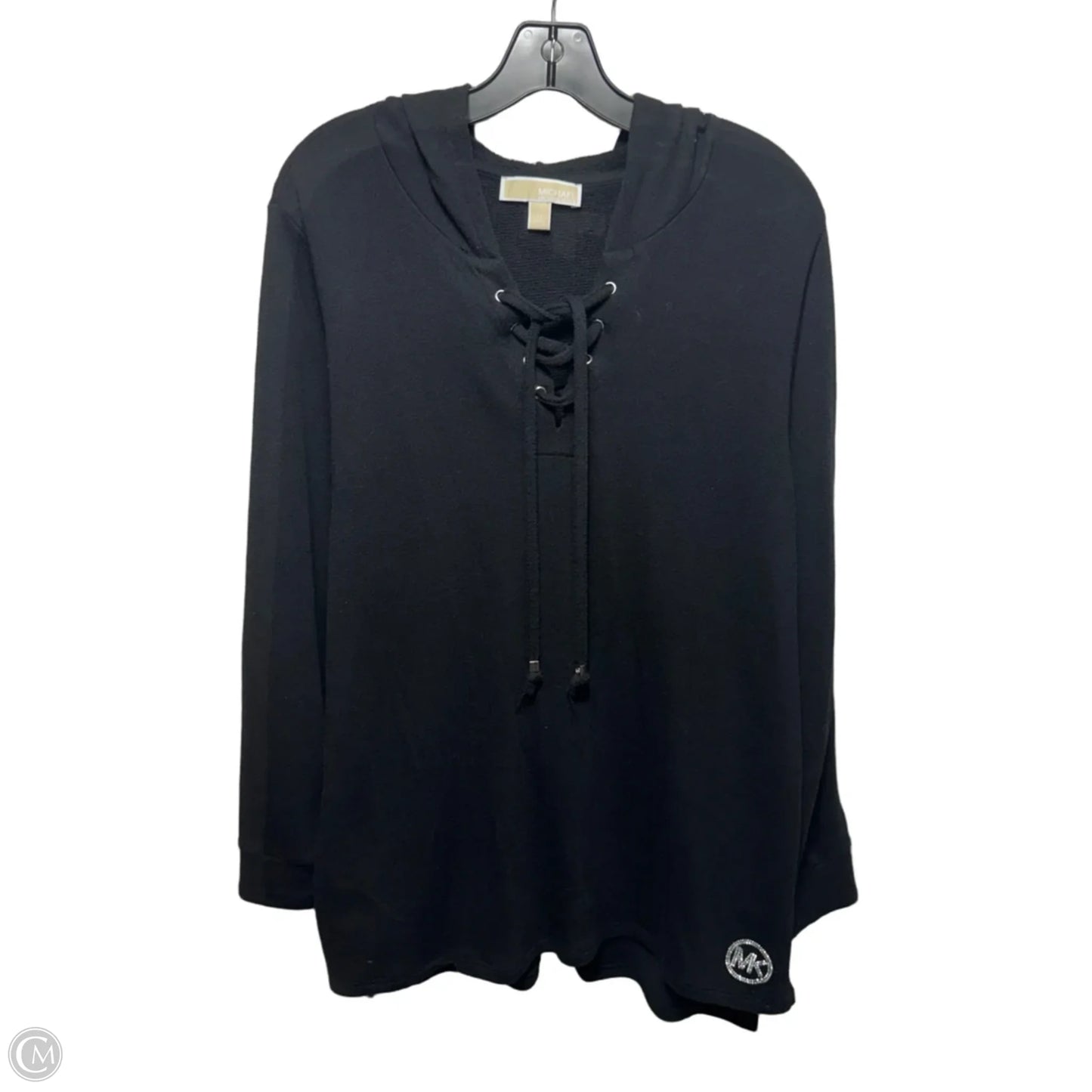 Hoodie Top Long Sleeve By Michael By Michael Kors In Black, Size: 1x