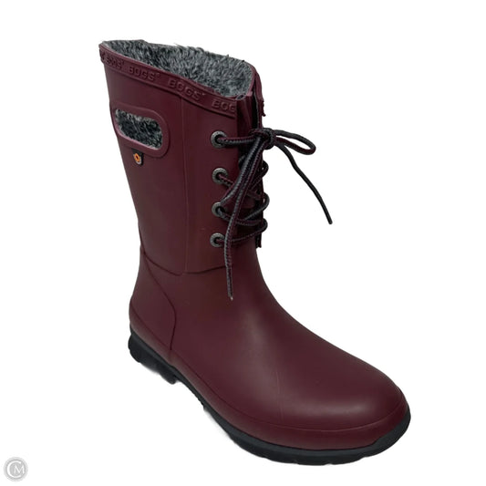 Amanda Plush Boots Rain By Bogs In Maroon, Size: 6