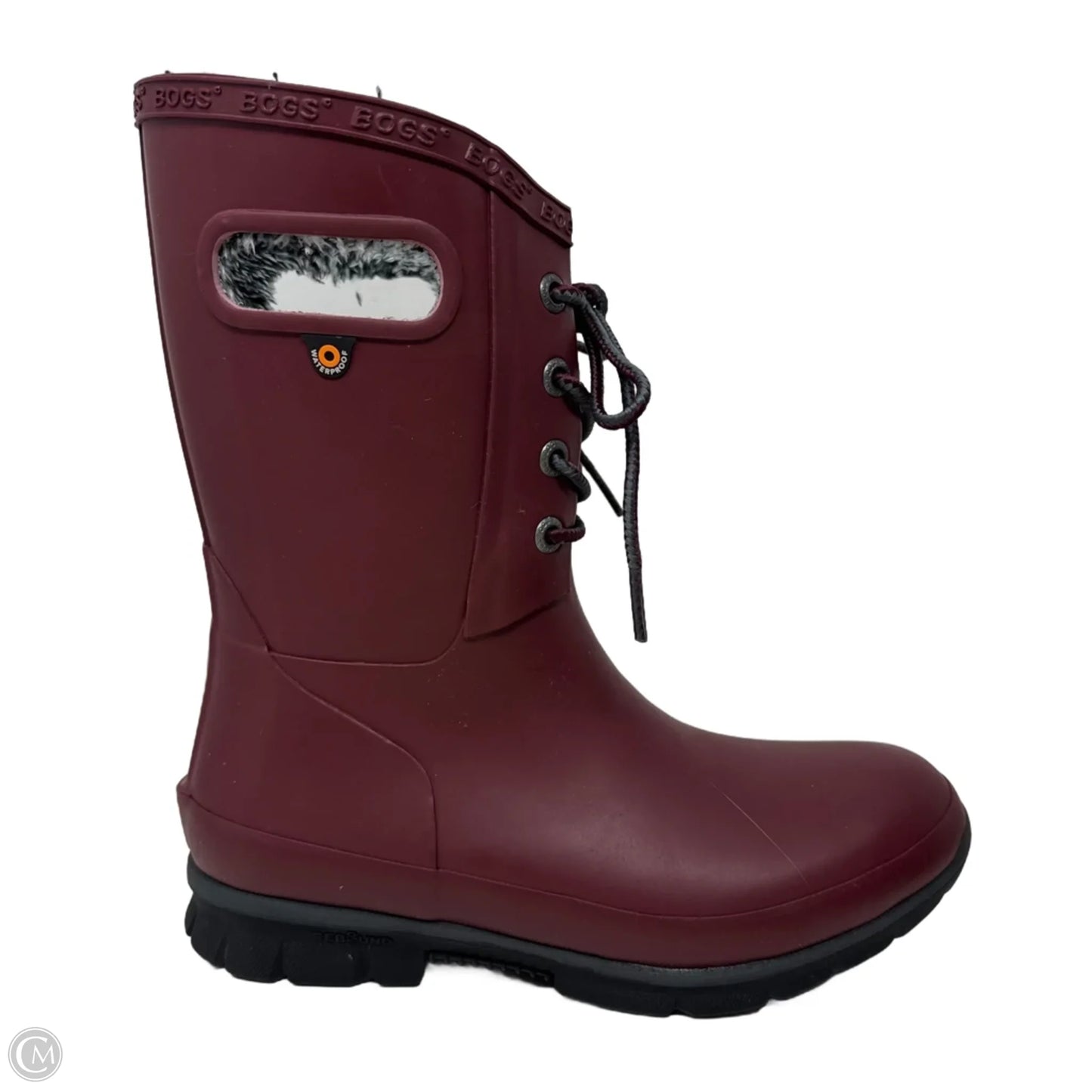 Amanda Plush Boots Rain By Bogs In Maroon, Size: 6