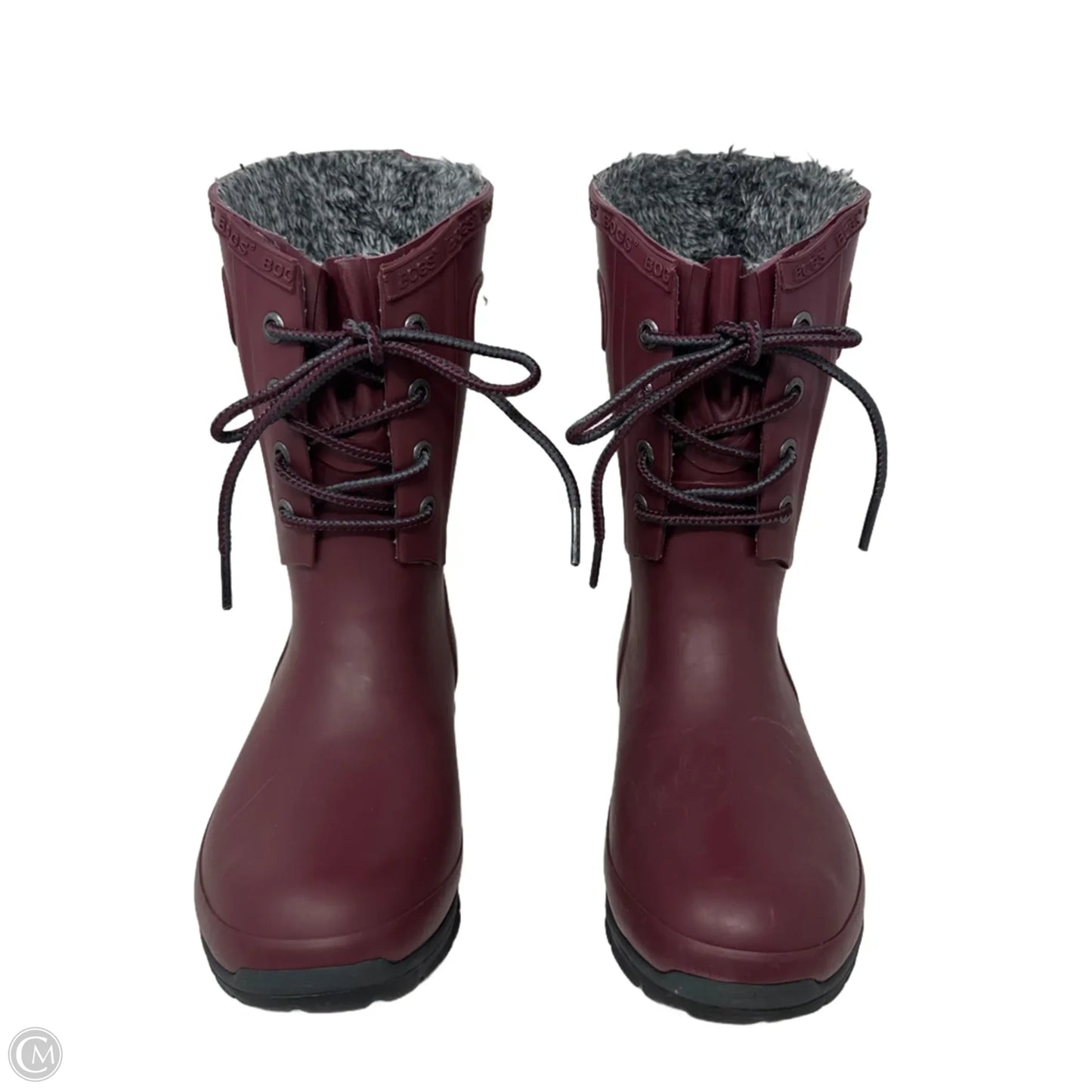 Amanda Plush Boots Rain By Bogs In Maroon, Size: 6