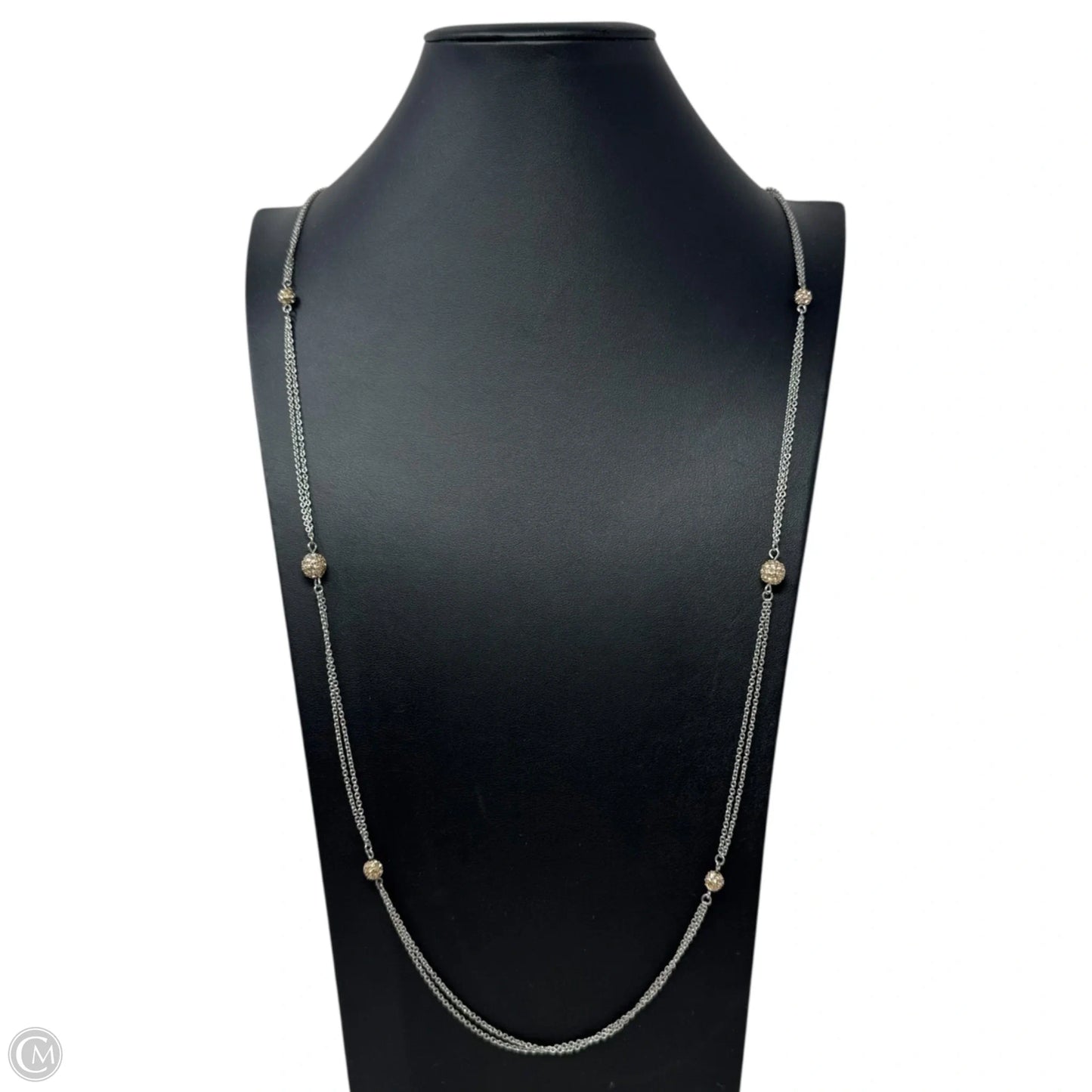 Gold Tone Diamanté Ball Necklace Long