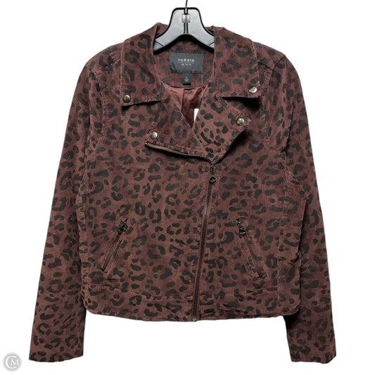 Jacket Moto By Torrid In Animal Print, Size: L