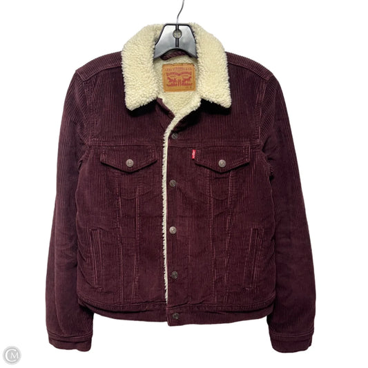 Corduroy Sherpa Trucker Jacket By Levi’s In Maroon, Size: S