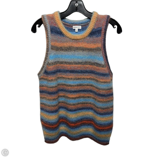 Wool Blend Vest Sweater By Minnie Rose In Striped Pattern, Size: M