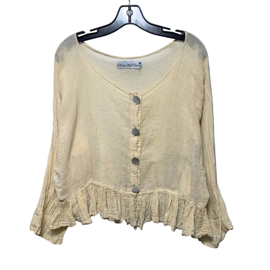 Cotton Top 3/4 Sleeve By Rita No Ciara In Yellow, Size: M (estimated)