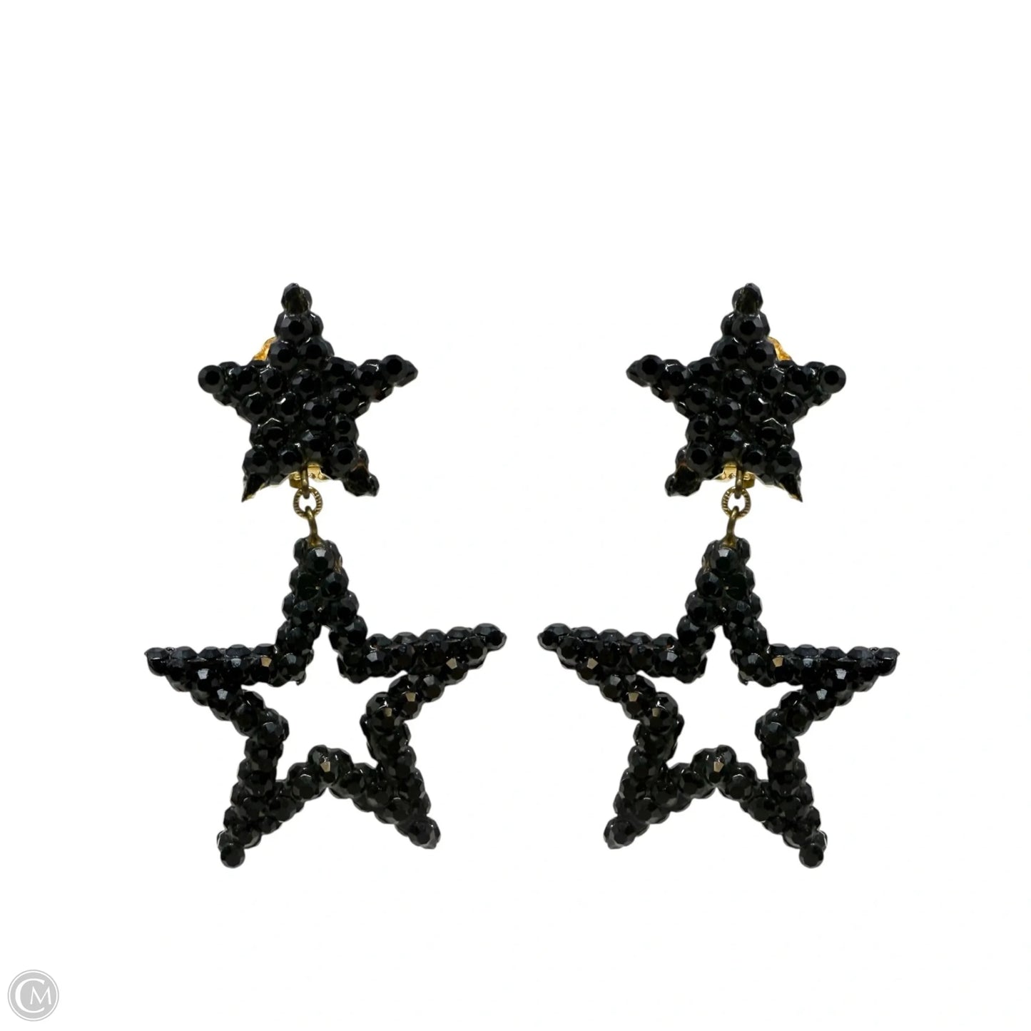 Crystal Double Star Clip Dangle Earrings By Richard Kerr