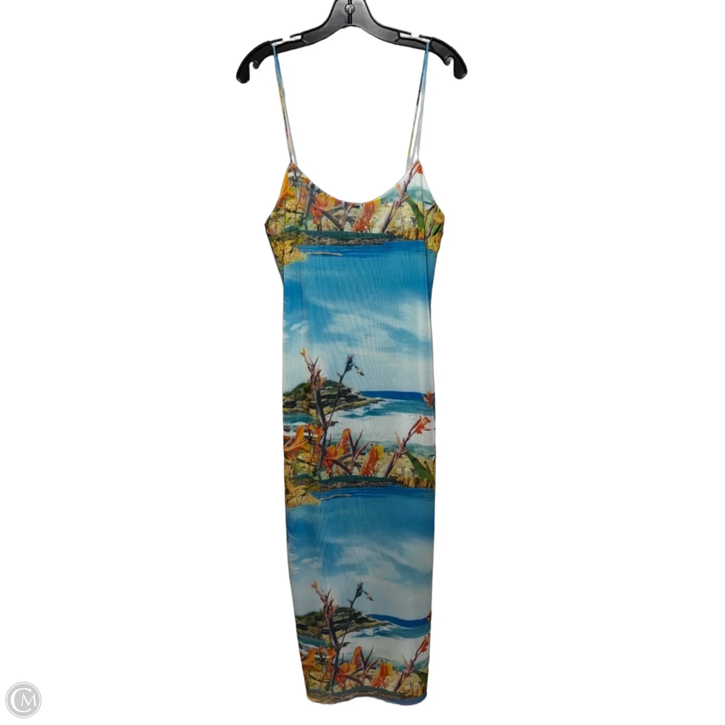 Mesh Cami Dress Casual Midi By Zara In Tropical Print, Size: L
