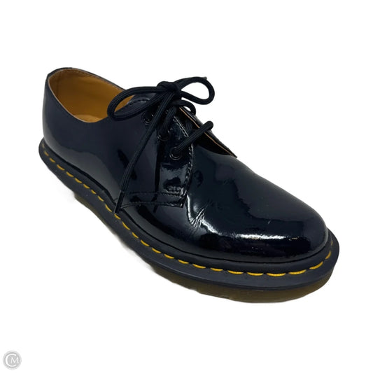 Patent Lace Up Shoes Flats By Dr Martens In Black, Size: 6