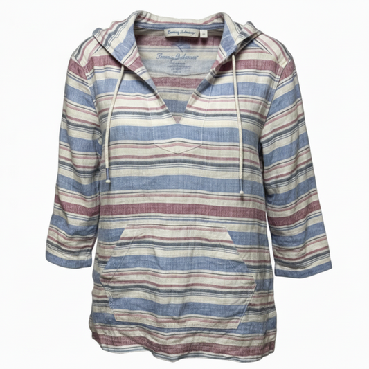 Linen Top Long Sleeve By Tommy Bahama In Striped Pattern, Size: XS