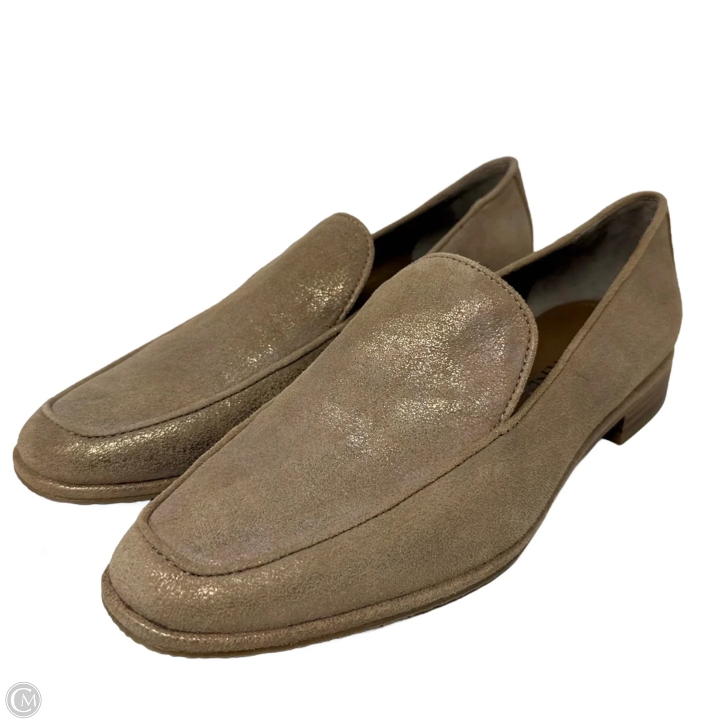 Tamryn Brushed Metallic Suede Loafers By Donald Pliner In Bronze, Size: 8.5