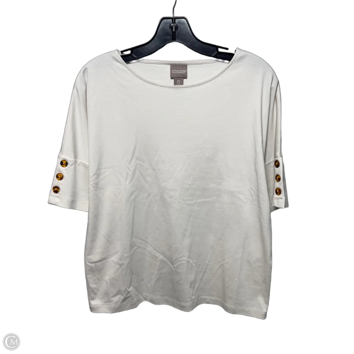 Top 3/4 Sleeve By Chicos In Cream, Size: 4
