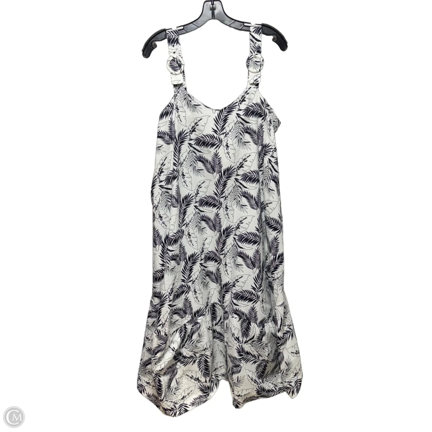 Buckle Strap Midi Dress By StitchDrop In Tropical Black & White Print, Size: L