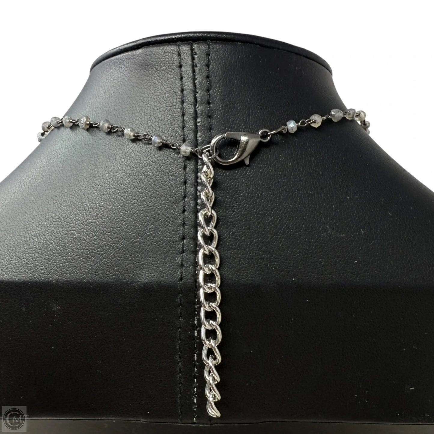 Crescent Horn Accented With Black Pavé Crystal Pendant Necklace